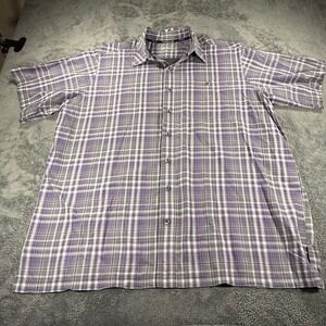 GameGuard Outdoors Mens 2X Purple Grey Plaid Short Sleeve Fishing Shirt 1719